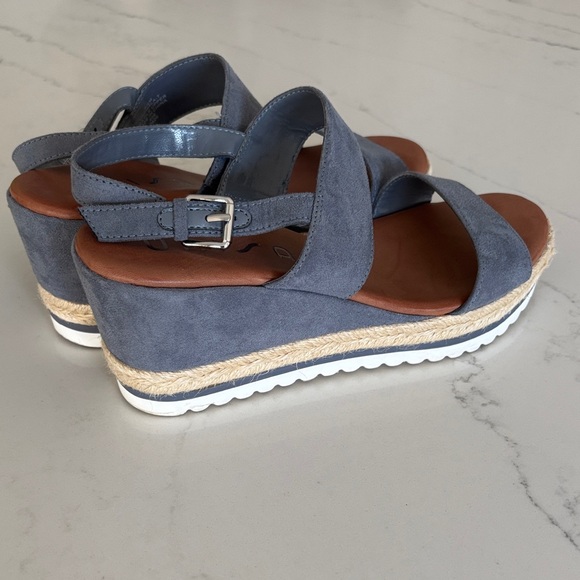 Unisa Blue and Brown Wedge Sandals - Picture 3 of 7